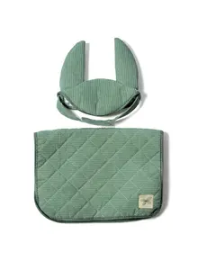 ByASTRUP Zadeldekje en Mutsje corduroy groen voor stokpaard