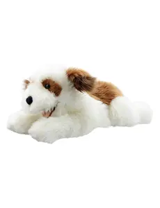 The Puppet Company Handpop bruin/witte Hond 40cm