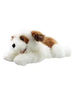 The Puppet Company Handpop bruin/witte Hond 40cm