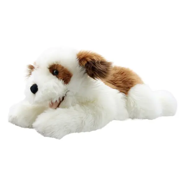 The Puppet Company Handpop bruin/witte Hond 40cm