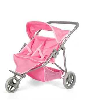 Mamamemo Tweeling Poppenbuggy roze