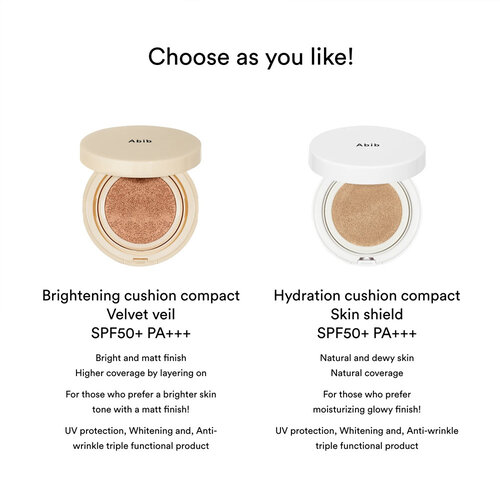Abib Brightening Cushion Compact Velvet Veil SPF50+ PA+++ (with refill)
