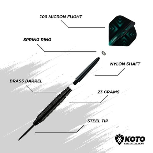 KOTO 2 KOTO Black Brass Darts + 90 Pieces Accessories Dartpile