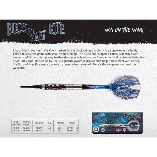 Shot Shot Birds of Prey Kite 80% Soft Tip Dartpile