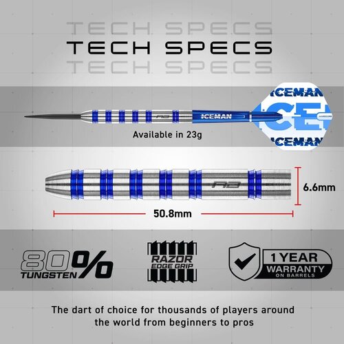 Red Dragon Red Dragon Gerwyn Price Iceman Cool Blue Series 80% Dartshopper Exclusives - Dartpile