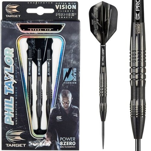 Target Phil Taylor Power 8ZERO Black Titanium 80% S2 Dartpile