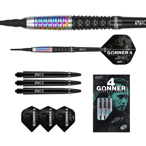 ONE80 ONE80 Gunner 4 Lourence Ilagan Black Rainbow 90% Soft Tip Dartpile