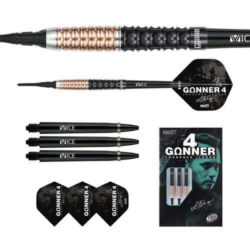 ONE80 ONE80 Gunner 4 Lourence Ilagan Black Rose Gold 90% Soft Tip Dartpile