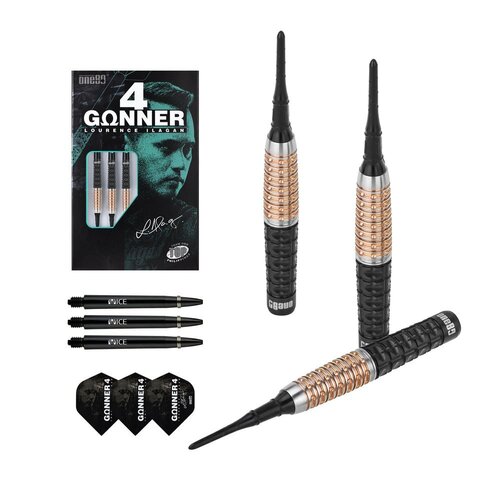 ONE80 ONE80 Gunner 4 Lourence Ilagan Black Rose Gold 90% Soft Tip Dartpile