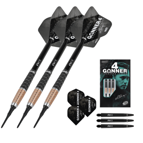 ONE80 ONE80 Gunner 4 Lourence Ilagan Black Rose Gold 90% Soft Tip Dartpile