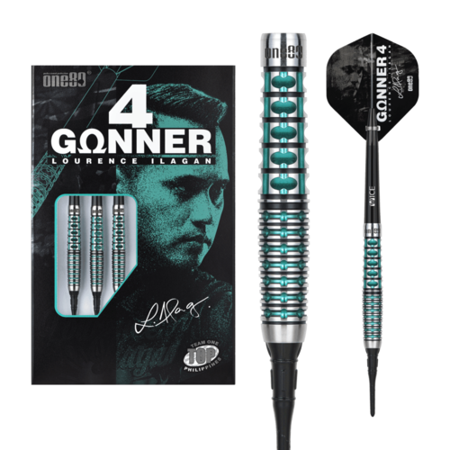 ONE80 ONE80 Gunner 4 Lourence Ilagan Black Jade 90% Soft Tip Dartpile