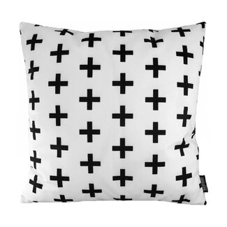 Gek op kussens! Wit - Zwart Kruisjes Kussenhoes | 45x45 cm | Katoen
