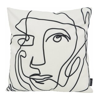 Gek op kussens! Abstract Face White - Outdoor | 45 x 45 cm | Kussenhoes | Katoen