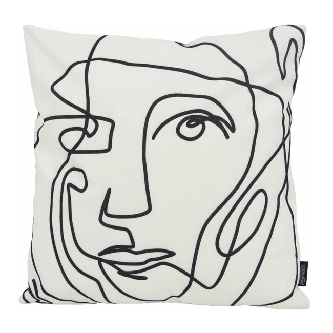 Abstract Face White - Outdoor | 45 x 45 cm | Kussenhoes | Katoen