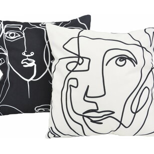 Abstract Face White - Outdoor Kussenhoes | 45x45 cm | Katoen
