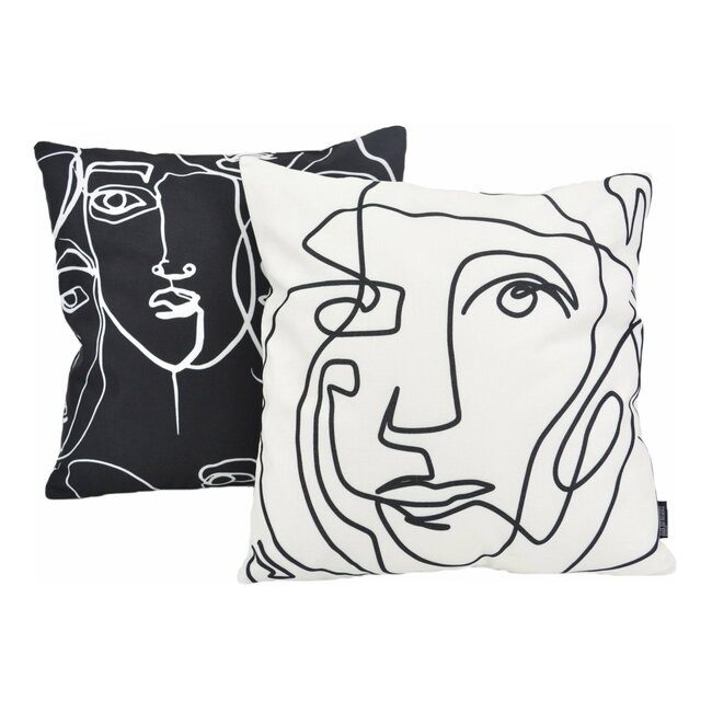 Abstract Face White - Outdoor | 45 x 45 cm | Kussenhoes | Katoen