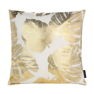 Gek op kussens! Gold Monstera | 45 x 45 cm | Kussenhoes | Katoen/Polyester