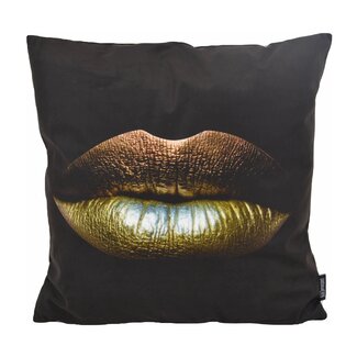 Gek op kussens! Gold Lips | 45 x 45 cm | Kussenhoes | Katoen/Polyester