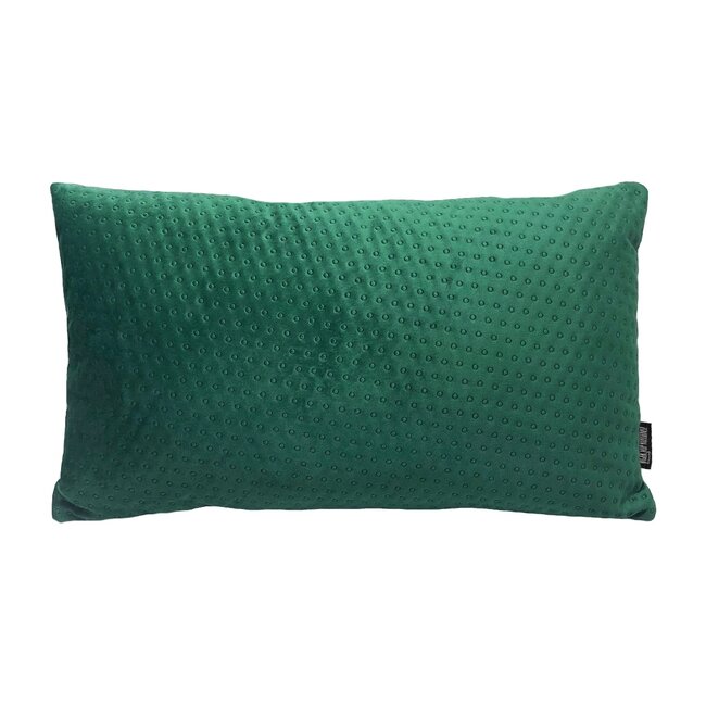 Dark Green Velvet Button Long | 30 x 50 cm | Kussenhoes | Polyester