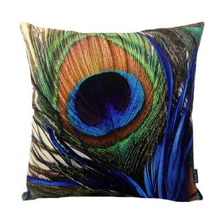 Gek op kussens! Peacock Feather / Pauwenveer | 45 x 45 cm | Kussenhoes | Katoen