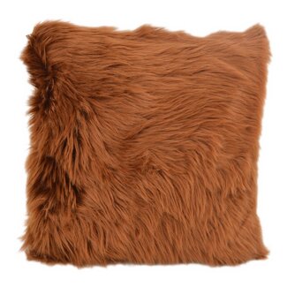 Gek op kussens! Cognac Brown Fur | 45 x 45 cm | Kussenhoes | Polyester