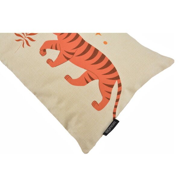 Indya Spirit Tiger Kussenhoes | 30x50 cm | Katoen/Linnen