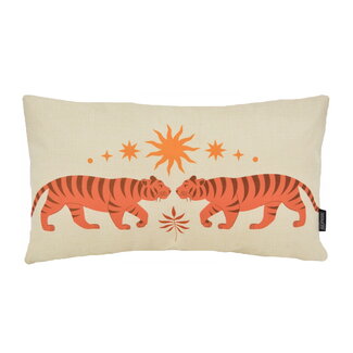Gek op kussens! Indya Spirit Tiger Kussenhoes | 30x50 cm | Katoen/Linnen