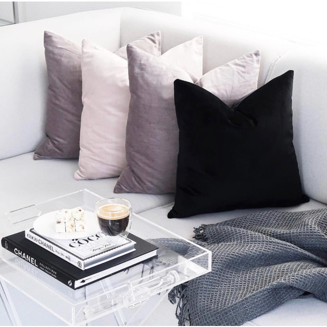 Velvet Zwart Kussenhoes | 45x45 cm | Polyester