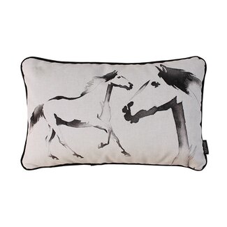 Gek op kussens! Velvet Two Horses | 30 x 50 cm | Kussenhoes | Velvet/Polyester