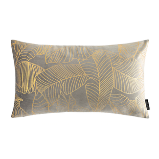 Gek op kussens! Velvet Leaves Long Grijs | 30 x 50 cm | Kussenhoes | Polyester