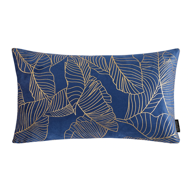 Velvet Leaves Long Blauw | 30 x 50 cm | Kussenhoes | Polyester