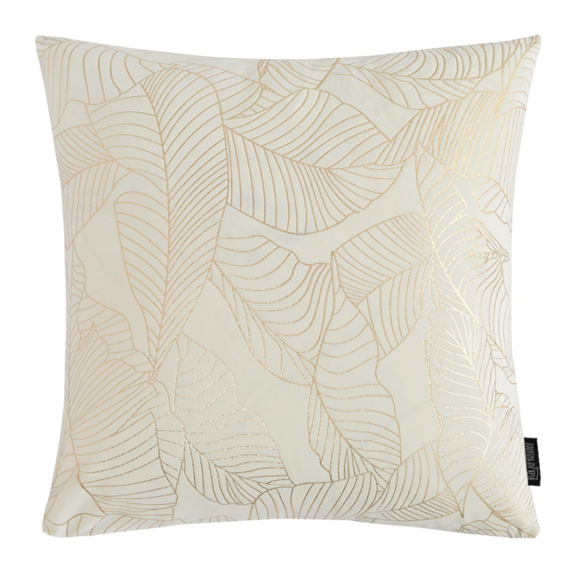 Velvet Leaves Creme / Wit | 45 x 45 cm | Kussenhoes | Polyester