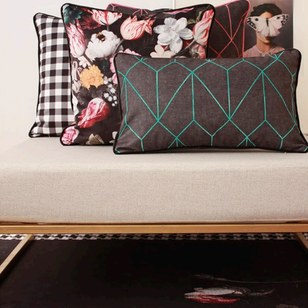 Velvet Graphic Green Kussenhoes | 30x50 cm | Velvet/Polyester