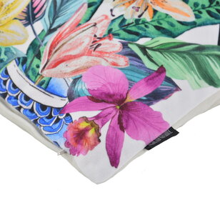 Velvet Graphic Flowers Kussenhoes | 45x45 cm | Velvet/Polyester