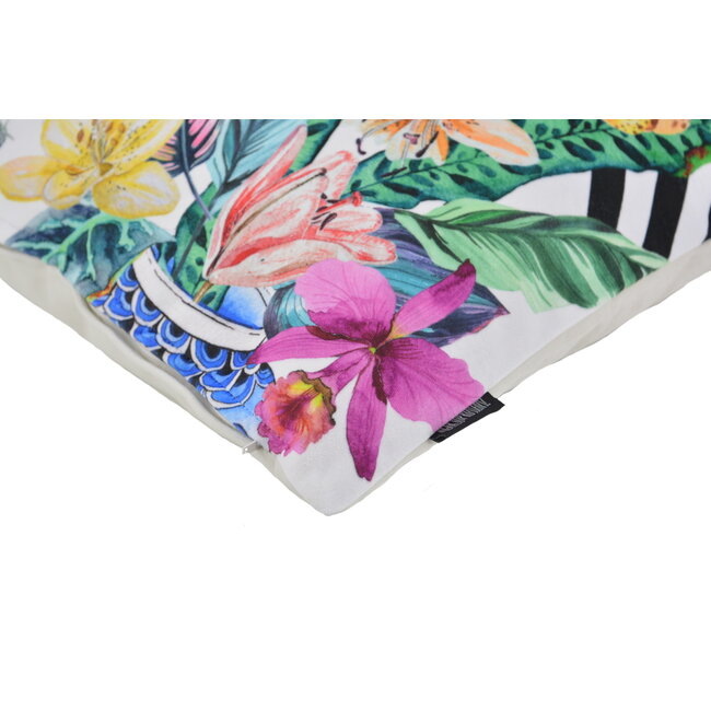 Velvet Graphic Flowers Kussenhoes | 45x45 cm | Velvet/Polyester