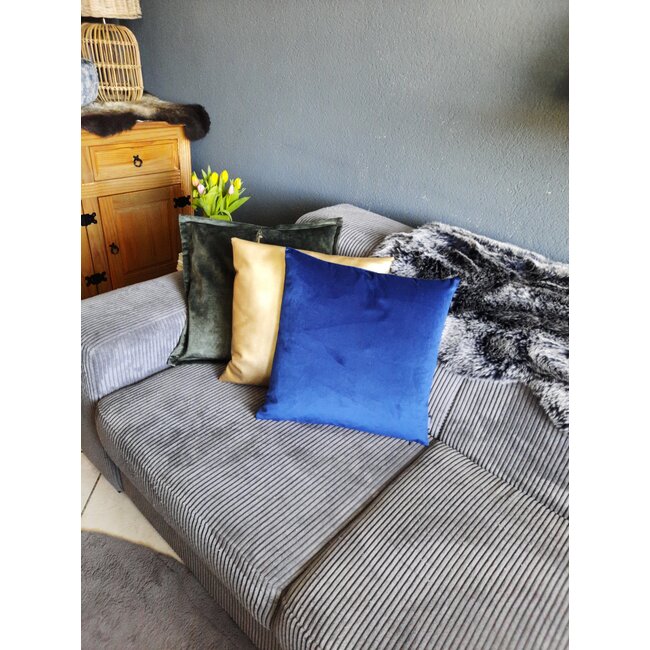 Velvet Donkerblauw | 45 x 45 cm | Kussenhoes | Polyester