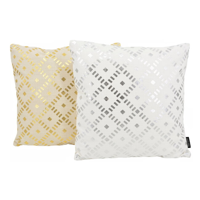 Dido Silver / White | 45 x 45 cm | Kussenhoes | Katoen
