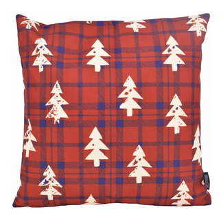 Gek op kussens! Tartan Christmas Tree Kissenbezug | 45x45 cm | Baumwolle/Leinen