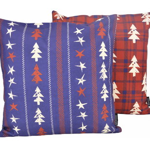 Tartan Christmas Tree Kissenbezug | 45x45 cm | Baumwolle/Leinen