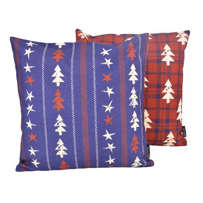 Tartan Christmas Tree Kussenhoes | 45x45 cm | Katoen/Linnen