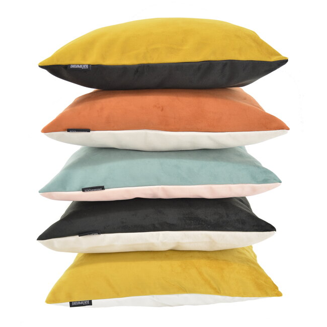 Velvet 2 Tone - Yellow/Black Kissenbezug | 45x45 cm | Samt/Polyester