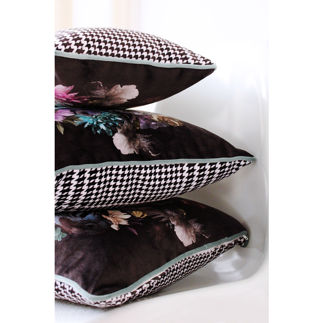 Velvet Pied - De - Poule Flower Kussenhoes | 30x50 cm | Polyester