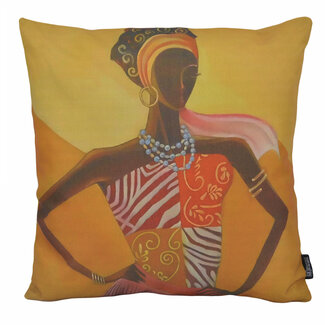Gek op kussens! African Woman | 45 x 45 cm | Kussenhoes | Katoen/Linnen
