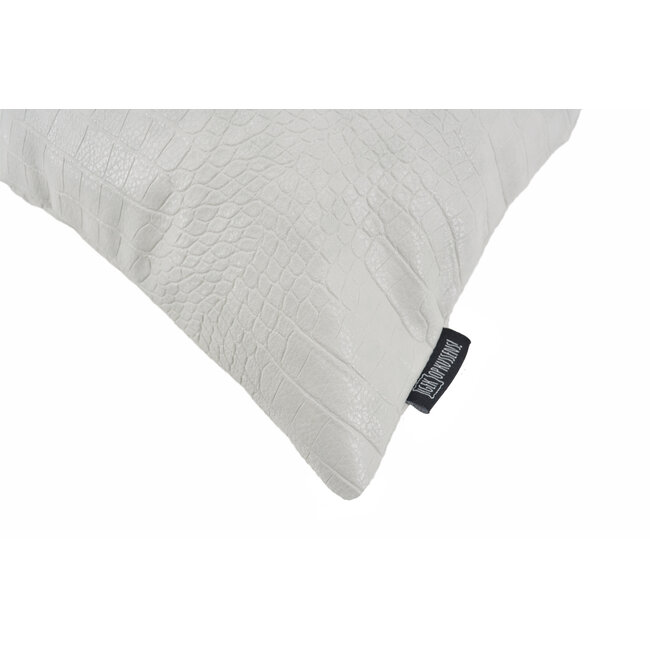 Croco Lichtgrijs | 45 x 45 cm | Kussenhoes | PU Leder