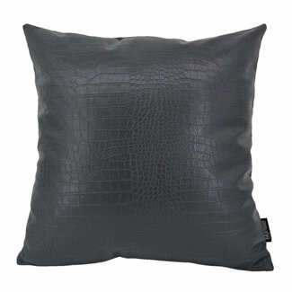 Gek op kussens! Croco Zwart | 45 x 45 cm | Kussenhoes | PU Leder