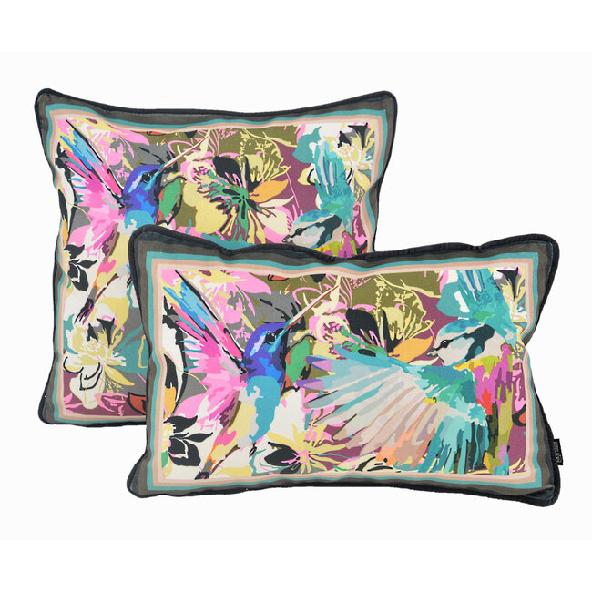 Velvet Artistic Birds | 45 x 45 cm | Kussenhoes | Polyester