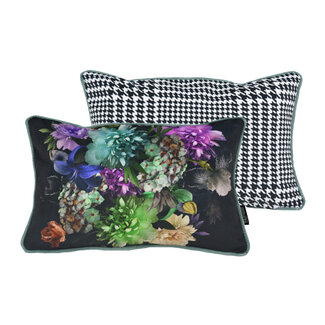 Gek op kussens! Velvet Pied - De - Poule Flower Kissenbezug | 30x50 cm | Polyester