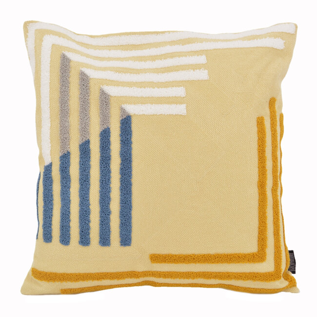 Yellow Stripe Kelim | 45 x 45 cm | Kussenhoes | Katoen/Acryl