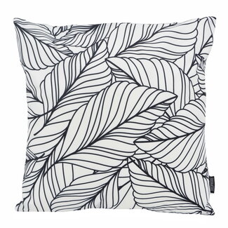 Gek op kussens! Black & White Leaves Kussenhoes | 45x45 cm | Katoen/Polyester