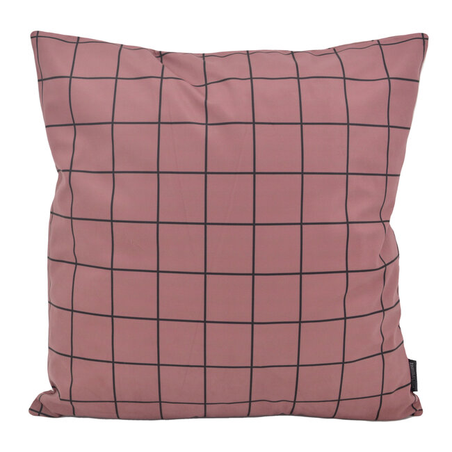 Vierkantjes Oudroze/Zwart | 45 x 45 cm | Kussenhoes | Katoen/Polyester